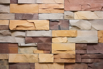 Obraz premium Natural Color Stone Plates Bringing Them Together Wall Used Cement сreated with Generative Ai
