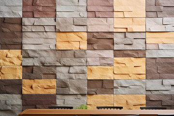 Natural Color Stone Plates Bringing Them Together Wall Used Cement сreated with Generative Ai
