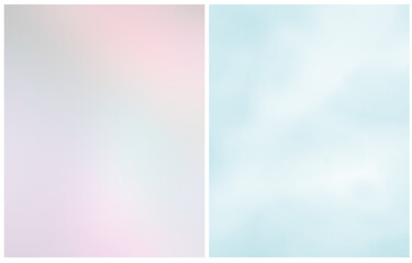 Fototapeta premium Opal Backgrounds with Motion Effect. Pastel Blue and Light Pink Gradient Layouts. Abstract Vector Background with Delicate Colors. Mesh Effect. Blurry Irregular Print. RGB.