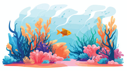 Obraz na płótnie Canvas Flat vector scene A peaceful underwater scene with
