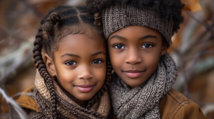 Portrait of happy African American brother and sister, radiating joy on occasion of Siblings Day