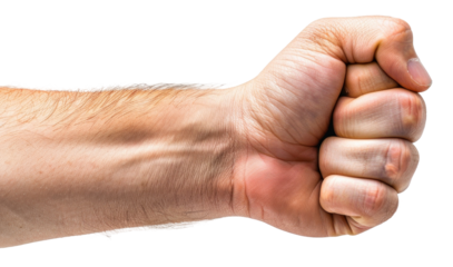 Clenched fist. png file of isolated cutout object without shadow on transparent background.