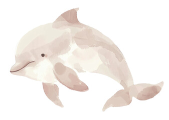Watercolor illustration of a playful cartoon dolphin. png file of isolated cutout object without shadow on transparent background.