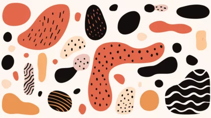 Muurstickers Hand drawn minimal abstract organic shapes pattern. © iclute