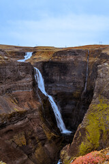 Long waterfall with different levels