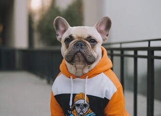 French bulldog wearing a hoodie - Powered by Adobe