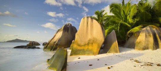 Crédence de cuisine en verre imprimé Anse Source D'Agent, île de La Digue, Seychelles Granitfelsen am Anse Source d'Argent, La Digue Island, Seychellen