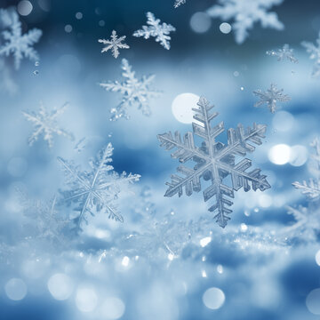 Close-up of a snowflake in a blizzard. cold, winter, close-up snowflake ice