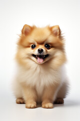 hyper realistic, cute pomeranian dog, with white background сreated with Generative Ai