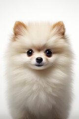 hyper realistic, cute pomeranian dog, with white background сreated with Generative Ai