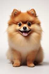 Obraz premium hyper realistic, cute pomeranian dog, with white background сreated with Generative Ai