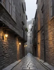 Wandcirkels plexiglas narrow street in the town © Fire