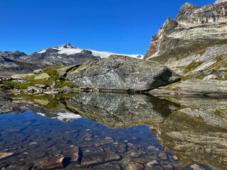 Peaceful Oasis: Alpine Lake Panorama, Vanoise National Park, Hautes Alps, France