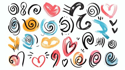 A collection of hand-drawn vector brush strokes. These elements are perfect for adding a personal touch to your designs. - obrazy, fototapety, plakaty