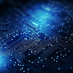 Abstract blue circuit board background. Electronic computer technology