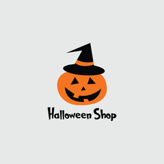 Halloween shop logo design vector