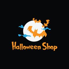 Halloween shop logo design vector
