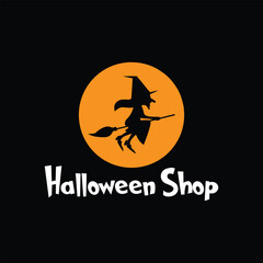 Halloween shop logo design vector