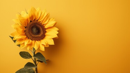 Radiant Sun Stunning Close-up of Sunflower on Vibrant Yellow