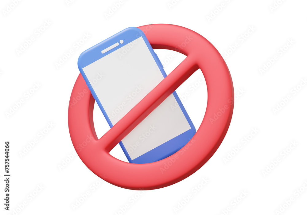 Poster forbidden zone no play smartphone isolated on transparent background. warning elements, cartoon mini