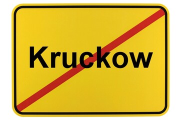 Illustration eines Ortsschildes der Gemeinde Kruckow in Mecklenburg-Vorpommern - obrazy, fototapety, plakaty