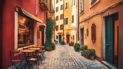 european classic, street with cafés