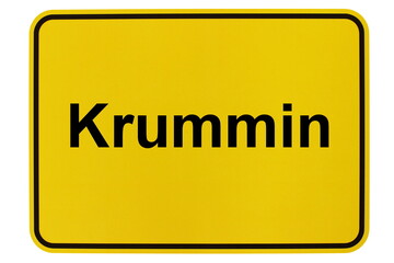 Illustration eines Ortsschildes der Gemeinde Krummin in Mecklenburg-Vorpommern - obrazy, fototapety, plakaty
