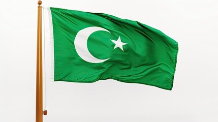 Pakistan Flag Isolated: Silk Waving Flag of Islamic Republic

