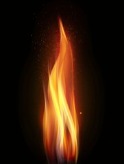 Flame on black background. Fire illustration, copy space - generative ai