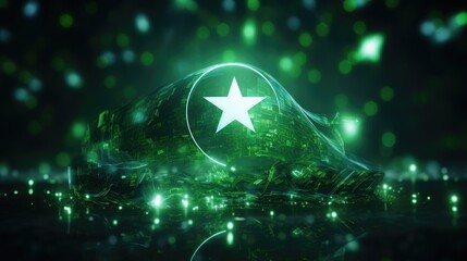 Pakistani Flag Bokeh Background with Victory Islamic Text 8k Realistic

 - obrazy, fototapety, plakaty