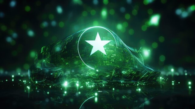 Pakistani Flag Bokeh Background with Victory Islamic Text 8k Realistic

