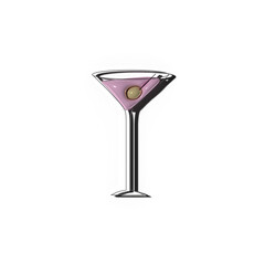  Martini Cocktail in a Crystal Clear Glass on a Solid White Background
