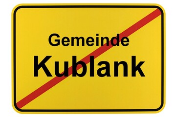 Illustration eines Ortsschildes der Gemeinde Kublank in Mecklenburg-Vorpommern