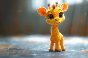 Cute Baby Cartoon Giraffe Generative AI