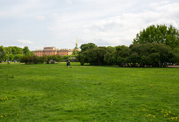 Fototapeta na wymiar The Field of Mars or Marsovo Polye in the center of Saint-Petersburg