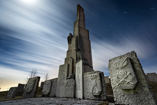 Monument to the fallen of the world wars at Passo delle Fittanze. Erbezzo, Lessinia, Veneto, Italy.