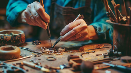 A person crafting a piece of jewelry, symbolizing precision and craftsmanship in business methodologies