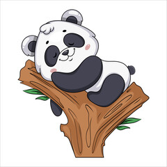 Cute panda. Funny cartoon character - 757548657