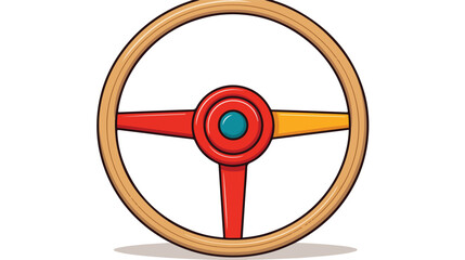 Retro Steering Wheel - Clipart Illustration flat 