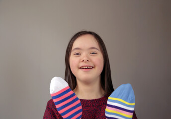 Beautiful girl have fun with socks - 757548885