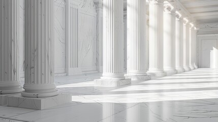 Obraz premium marble columns in soft, natural lighting, with the play of shadows and highlights on their surfaces. the classical charm of these architectural elements.