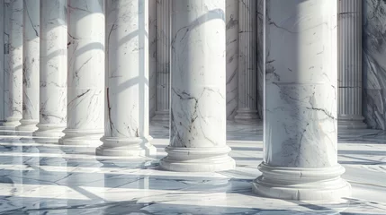 Foto op Plexiglas marble columns in soft, natural lighting, with the play of shadows and highlights on their surfaces. the classical charm of these architectural elements. © lililia
