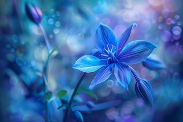 blue flowers in the wind