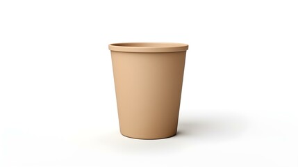Beige Paper Bin on a white Background. Office Template with Copy Space