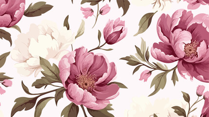 Seamless floral pattern with Peony. 