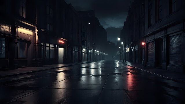 Dark spooky street Created With Generative Ai