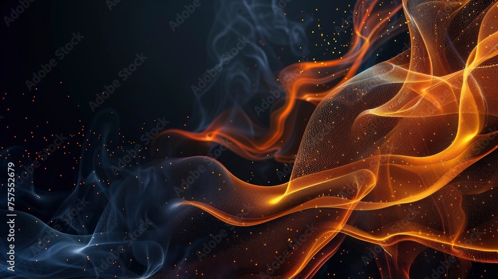 Wall mural Black background with abstract flame - generative ai - Wall murals