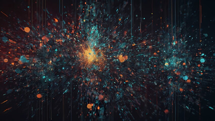 Abstract digital network with glowing connections and nodes representing data flow, communication, and futuristic technology; visualizing AI cyberspace