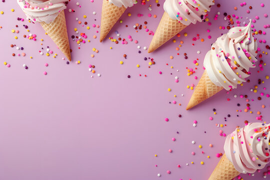 Ice cream background, ice cream wallpaper, summer time - Powered by Adobe