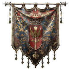 Medieval Heraldic Banner, transparent background, isolated image, generative AI